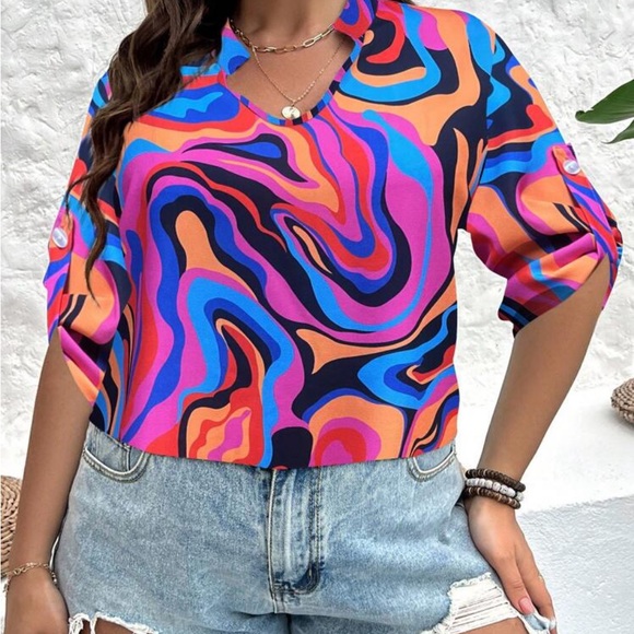 Modern print top, never worn, no tags - Picture 2 of 5